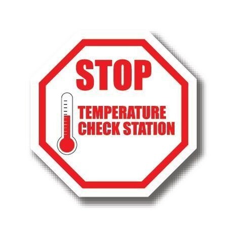 Ergomat 24in OCTAGON SIGNS Stop Temperature Check Station DSV-SIGN 576 #0746 -UEN